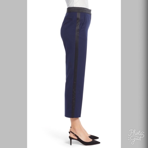 1901 Women’s Tuxedo Stripe Cropped Ankle Pants - Picture 1 of 7